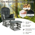 Wood Glider and Ottoman Set with Padded Armrests and Detachable Cushion