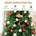 6 Feet Unlit Hinged PVC Artificial Christmas Pine Tree with Red Berries - Gallery View 8 of 10