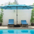 15 Feet Double-Sided Patio Umbrella with 12-Rib Structure - Gallery View 51 of 66