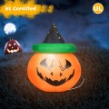 4 Feet Halloween Inflatable LED Pumpkin with Witch Hat - Gallery View 7 of 12