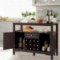 Elegant Classical Multifunctional Wooden Wine Cabinet Table - Gallery View 9 of 36