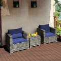 3 Pieces Patio Rattan Furniture Bistro Sofa Set with Cushioned - Gallery View 21 of 61