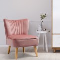 Modern Armless Velvet Accent Chair with Wood Legs - Gallery View 25 of 36