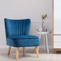 Modern Armless Velvet Accent Chair with Wood Legs - Gallery View 13 of 36