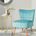 Modern Armless Velvet Accent Chair with Button Tufted and Wood Legs - Gallery View 13 of 36