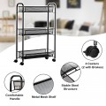 3-Tier Mesh Rolling Cart Mobile Organizer Stand Utility Cart Trolley - Gallery View 10 of 12
