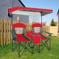 Portable Folding Camping Canopy Chairs with Cup Holder - Gallery View 32 of 35