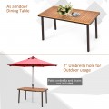 55 Inch Patio Rattan Dining Table with Umbrella Hole - Gallery View 11 of 12