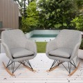 Upholstered Rocking Arm Chair with Solid Steel Wood Leg
