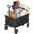 Outdoor Folding Wagon Cart with Adjustable Handle and Universal Wheels - Gallery View 11 of 45