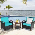 3 Pieces Solid Wood Frame Patio Rattan Furniture Set - Gallery View 43 of 48
