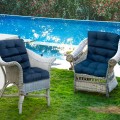 Tufted Patio High Back Chair Cushion with Non-Slip String Ties - Gallery View 7 of 81
