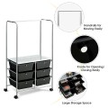 6 Drawer Rolling Storage Drawer Cart with Hanging Bar for Office School Home - Gallery View 40 of 48
