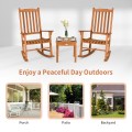 3 Pieces Eucalyptus Rocking Chair Set with Coffee Table