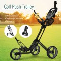 3 Wheel Folding Golf Push Cart with Brake Scoreboard Adjustable Handle - Gallery View 26 of 47