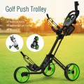 3 Wheel Folding Golf Push Cart with Brake Scoreboard Adjustable Handle - Gallery View 14 of 47