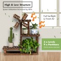 Wood Plant Stand 4 Tier Shelf Multiple Space-saving Rack - Gallery View 10 of 11