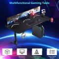 63 inch Height Adjustable Gaming Desk with Mouse Pad and USB Gaming Handle Rack