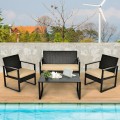 4 Pieces Patio Rattan Furniture Set Cushioned Sofa Coffee Table Garden Deck - Gallery View 1 of 11