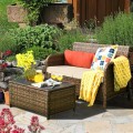 2 Pieces Cushioned Patio Rattan Furniture Set - Gallery View 6 of 12