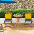 3 Pieces Patio Folding Wooden Bistro Set Cushioned Chair - Gallery View 17 of 35