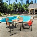 5 Pieces Outdoor Patio Dining Table Set Aluminium Frame - Gallery View 3 of 12