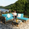 4PCS Patio Rattan Furniture Set Cushioned Loveseat - Gallery View 3 of 24