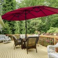 15 Feet Extra Large Patio Double Sided Umbrella with Crank and Base - Gallery View 43 of 48