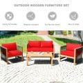 4 Pieces Acacia Outdoor Patio Wood Sofa Set with Cushions - Gallery View 19 of 43