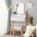 Vanity Table Set with Cushioned Stool and Large Mirror - Gallery View 4 of 12