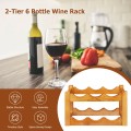 2-Tier Bar Kitchen 6-Bottle Wine Display Holder with Wooden Tabletop