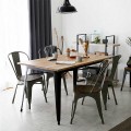 4 Pieces Tolix Style Metal Dining Chairs with Stackable Wood Seat - Gallery View 3 of 23