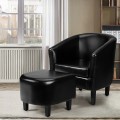 Modern Accent Tub Chair and Ottoman Set with Fabric Upholstered