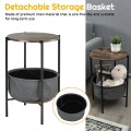 Industrial Round End Side Table Sofa with Storage - Gallery View 7 of 8