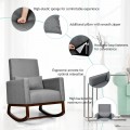 2-in-1 Fabric Upholstered Rocking Chair with Waist Pillow - Gallery View 16 of 33