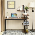 48 Inch Industrial Wooden Computer Desk with 4-Tier Storage Shelves - Gallery View 2 of 12