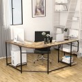 Reversible L-Shaped Computer Study Table with Shelves