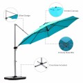 11 Feet Patio Offset Cantilever Umbrella 360° Rotation Aluminum Tilt