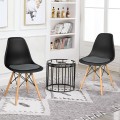 4 Pieces Armless Side Chair with Linen Cushion and Wood Legs