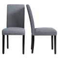 Set of 2 Fabric Upholstered Dining Chairs with Nailhead - Gallery View 33 of 58
