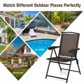4 Pieces Folding Dining Chairs with Steel Armrests and Sling Back - Gallery View 2 of 11
