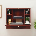 Wall Mounted Folding Laptop Desk Hideaway Storage with Drawer - Gallery View 19 of 32