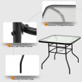 32 Inch Patio Tempered Glass Steel Frame Square Table - Gallery View 9 of 9