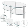 Tempered Glass Oval Side Coffee Table - Gallery View 16 of 22