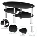 Tempered Glass Oval Side Coffee Table - Gallery View 5 of 22