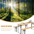 3 Pieces Folding Wooden Picnic Table Bench Set - Gallery View 10 of 11