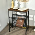 Narrow End Table with Magazine Holder Sling for Small Space - Gallery View 7 of 12