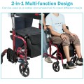 2-in-1 Adjustable Folding Handle Rollator Walker with Storage Space - Gallery View 8 of 35