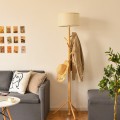Multifunctional Wood Floor Light with 6 Hooks and E26 Lamp Holder - Gallery View 11 of 11