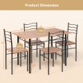5 Pieces Wood Metal Dining Table Set with 4 Chairs - Gallery View 5 of 26